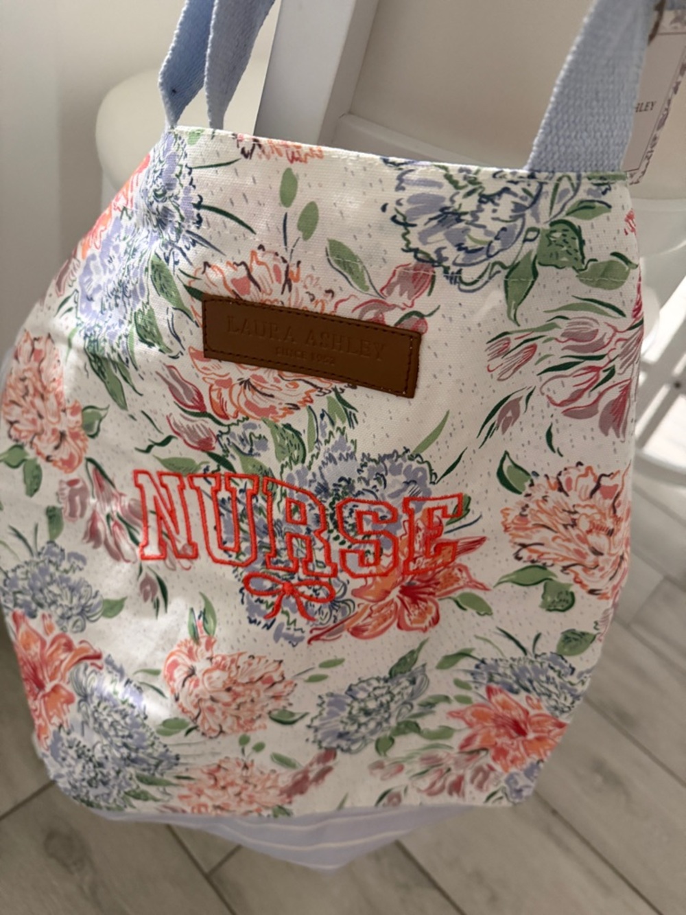 NWT Laura Ashley Floral 'NURSE' Tote Bag